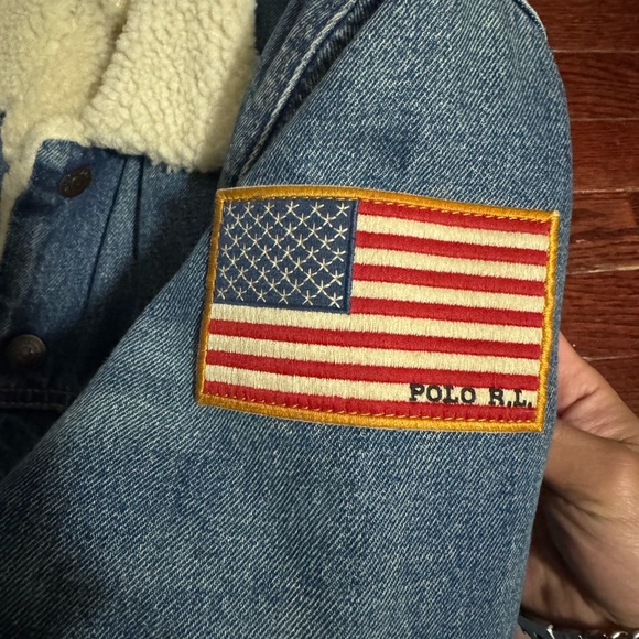 Polo Ralph Lauren Light Blue fleece Denim Sherpa trucker Jacket - Picture 3 of 9